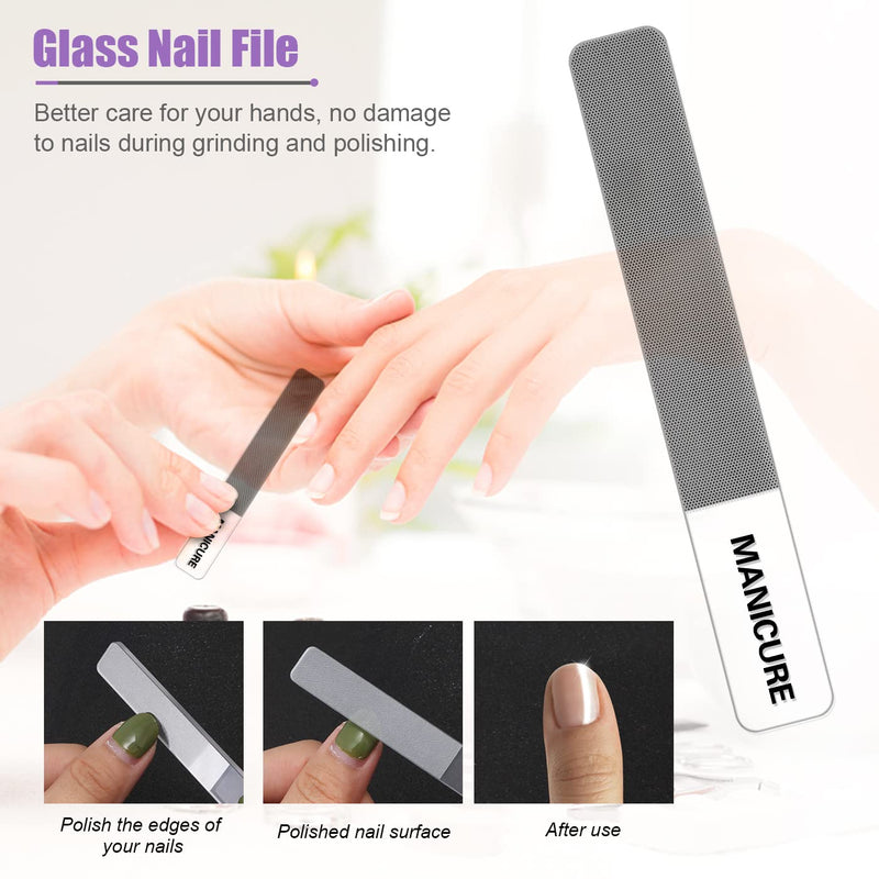 Manicure Set Professional Nail Clippers Pedicure Kit, 16 pcs Stainless Steel Nail Care Tools Grooming Kit with Luxurious Travel Leather Case for Thick Nails Men Women Gift Violet
