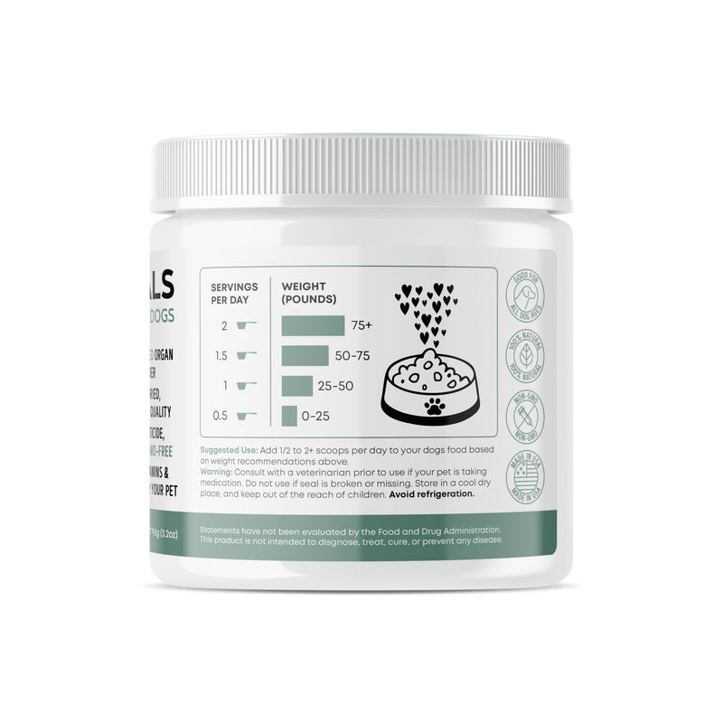 K9 Essentials Organ Supplement for Dogs, Human-Grade Grass Fed Freeze-Dried Beef Organ Powder, 9-Organ All-in-One Dog Multivitamin Meal Topper for Gut, Joint & Skin Support, 90g