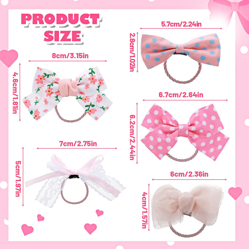 20 Pcs Dog Hair Bow Pink Dog Bows Small Size Dog,Cute Bowknot with Rubber Bands,Puppy Bows, Bowknot Top Knot Dog Hair Accessories(5 Styles) - BeesActive Australia