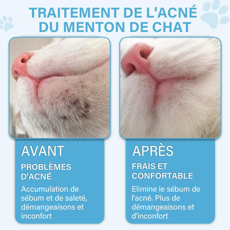Cat Chin Acne Care Kit - Cat Acne Cleansing Lotion 30ml with Acne Cleansing Brush, Gently Removes Blackheads Caused by Unhygienic Diets, Keeps Cat's Chin Clean