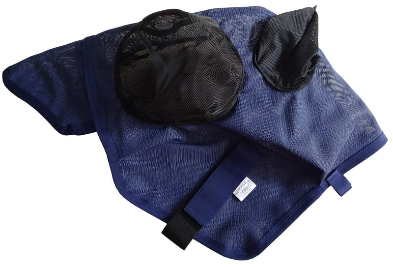 Mesh Fly Mask with Ears Nose UV Protection Full Face for Horse/Cob (Horse, Navy) - BeesActive Australia