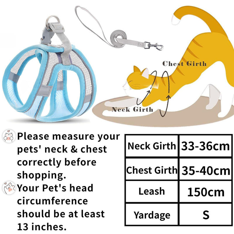 Cat Harness and Leash Set,Escape Proof Adjustable Kitten Vest Harnesses for Small Medium Cats with Reflective Strips(6.6-13.2lb) - BeesActive Australia