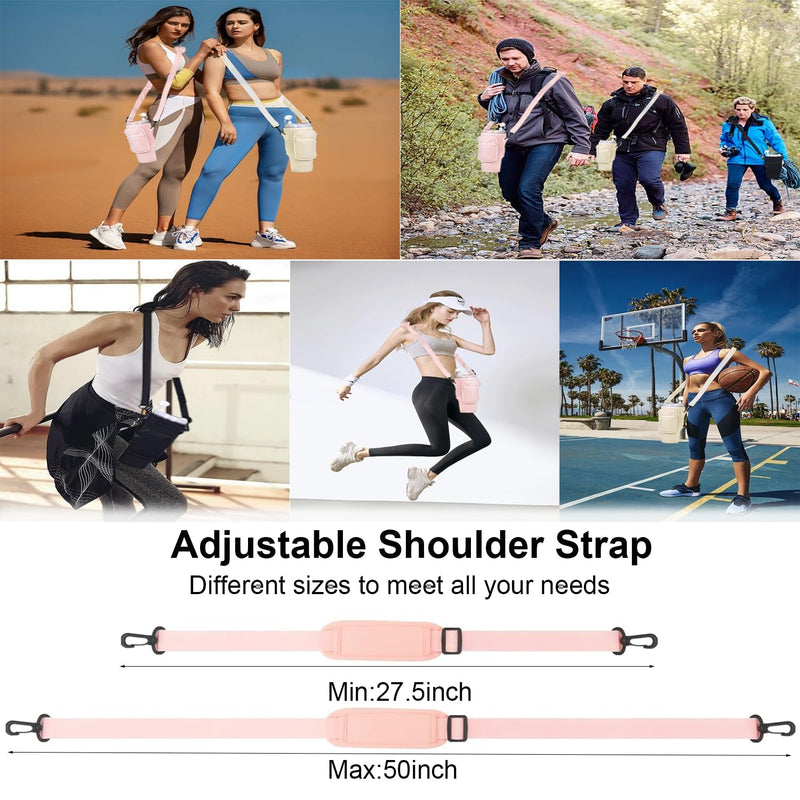 Water Bottle Carrier Bag for Stanley 40oz Tumbler with Handle, Neoprene Water Bottle Cup Holder Pouch with Adjustable Shoulder Strap, Bollus with Straw Cover & for Stanley Cup Accessories Pink - BeesActive Australia