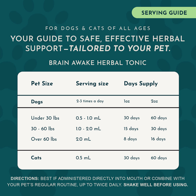 Animal Essentials Brain Awake Cognitive Support Formula for Dogs & Cats, 1 fl oz