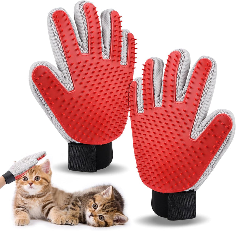 1 pair of cat gloves, cat gloves grooming, double-sided cat brush glove, fur glove for cats, pet glove for short hair and long hair - BeesActive Australia