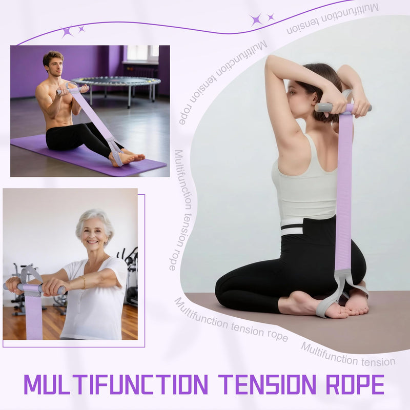Fabric Resistance Band with Handle & Non-Slip Pedal, 120lb Foot Pedal Resistance Band, Ankle Puller Sit-up Exercise, Multifunction Fitness Resistance Bands for Full Body Toning, Abdomen/Waist/Arm/Leg - BeesActive Australia