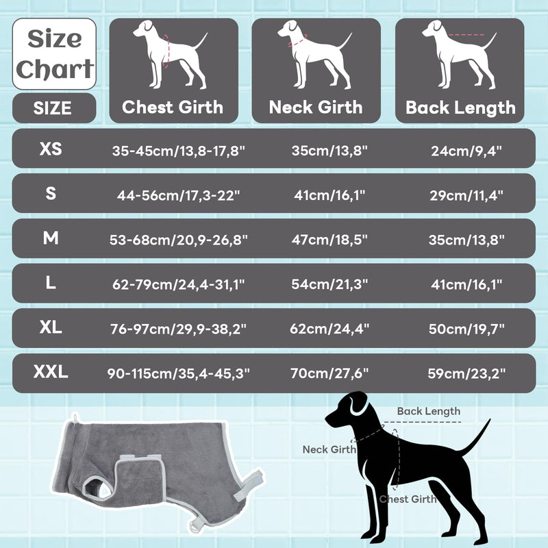 Hjumarayan Dog Bathrobe - Absorbent Bathrobe Dog Quick Drying Dog Bathrobe with Legs Adjustable Dog Bathrobe after a Bath, Swimming or Muddy Adventure, Gray S - BeesActive Australia