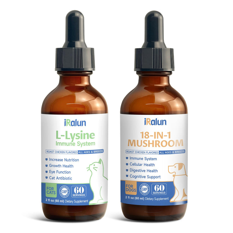 Hairball Treatment for Cats - Mushroom Supplement for Dogs | Natural Grilled Chicken Flavor, Easy Liquid Drops for Multi-Pet Households