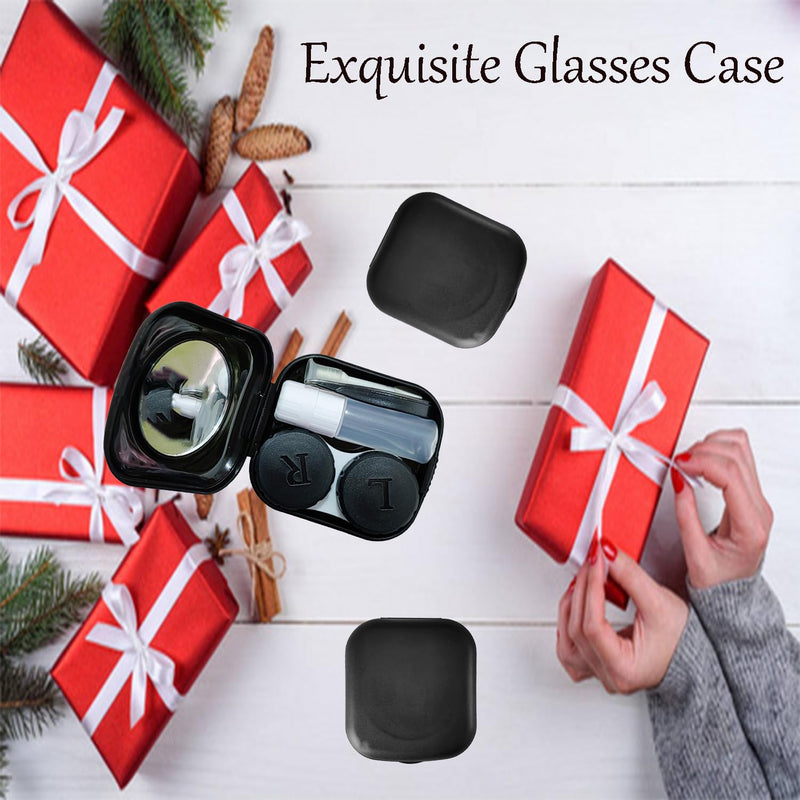 Contact Lens Case, 2 Pack Portable Contact Lens Box Kit with Mirror, Compact Soak Storage Kit for Travel (Black) Black - BeesActive Australia