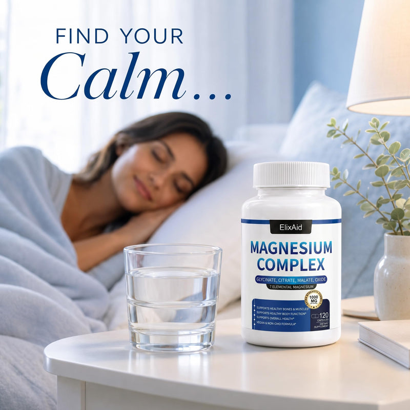 Magnesium Complex for Women & Men 1000mg - 7-in-1 Magnesium Supplement (Glycinate, Citrate & Malate) Capsules for Sleep Support, Stress Relief, Muscle Recovery - Vegan, 120 Count 2 Count (Pack of 60)