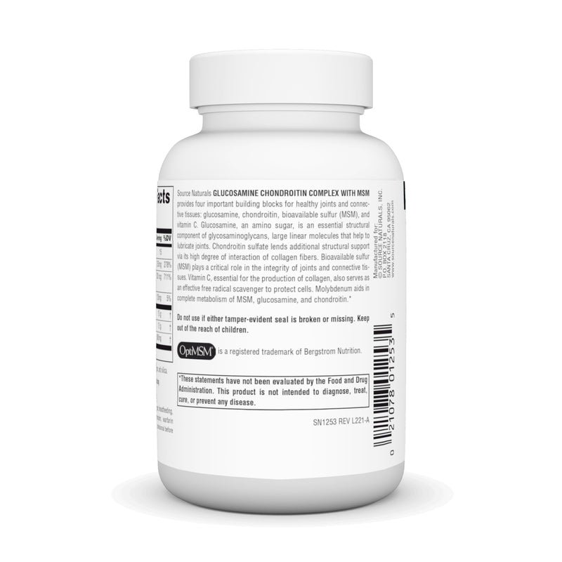 Source Naturals Glucosamine Chondroitin Complex with MSM, 60 Tablets 60 Count (Pack of 1)