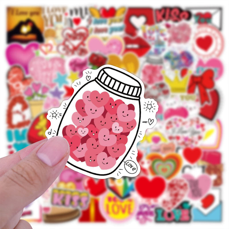 100PCS Valentine's Day Stickers Love Stickers, Love Heart Stickers Vinyl Waterproof Romantic Valentine Stickers for Laptops Gifts Water Bottles Scooters and Valentine's Day Wall Window Decorations Valentine's Day Stickers 1 - BeesActive Australia