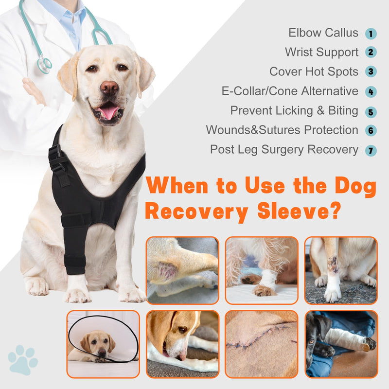 Dog Elbow Protector Brace Sleeve for Arthritis Pressure Sores Dysplasia Calluses– Breathable Adjustable Dog Front Leg Sleeve Anti-Licking for Post-Surgery Care Recovery(Left Leg, L) Large Left Leg