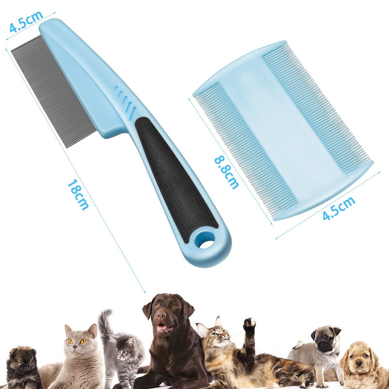 Flea Comb,2Pcs Flea Comb for Cat Dog Fine Teeth Lice Combs Metal Head Comb Tear Stain Remover Combs Pet Grooming Comb for Dogs Cats Small Pets - BeesActive Australia