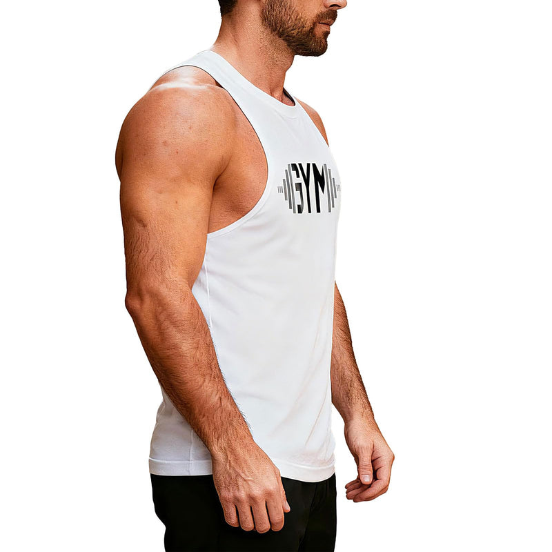 Men's Gym Workout Tank Tops Y-Back Muecle Tee Stringer Fitness Bodybuilding Sleeveless T-Shirts Large Bk+wt