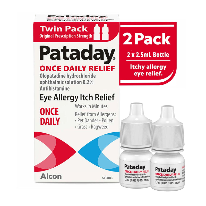 Pataday Once Daily Relief Allergy Eye Drops by Alcon, for Eye Allergy Itch Relief, 2.5 ml (Pack of 2) - BeesActive Australia