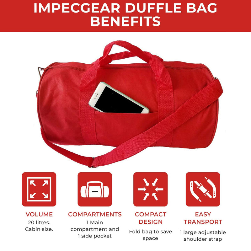 Impecgear Round Duffel Team Sports Equipment Bags, Travel Gym Fitness Bag. Red - BeesActive Australia