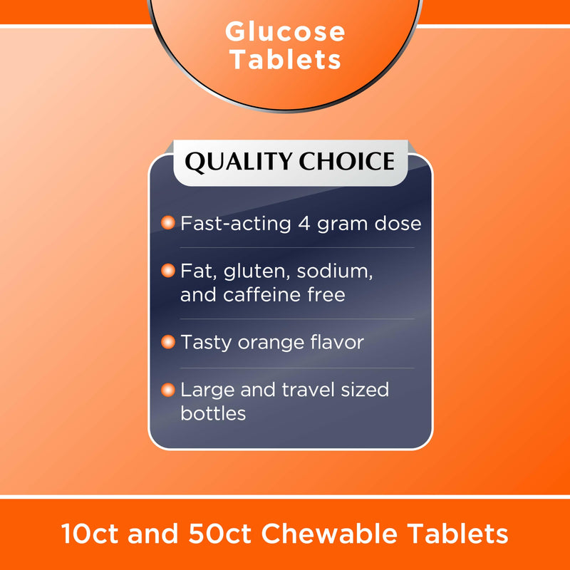 Quality Choice Fast Acting Glucose Tablets Orange Flavor 50 Tablets… 50 Count (Pack of 1)