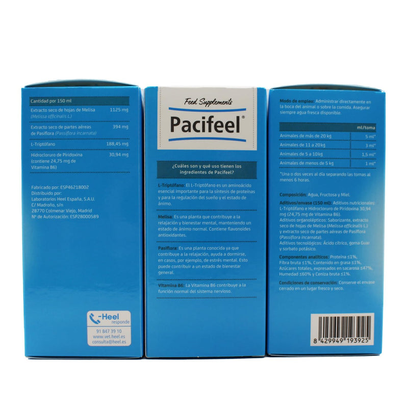 Heel - Pacifeel Syrup, Food Supplement for Dogs and Cats with Melissa and Passionflower, Promotes Relaxation and Controls Stress and Anxiety Naturally, with Good Taste - 150ml