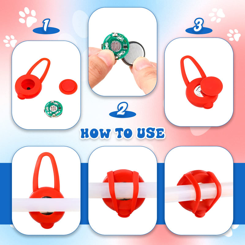 2 Pieces Luminous Dog Collar Light 3 Modes Silicone Cat Dog Lights LED Light for Dogs Collar Waterproof Clip-on Dog Leash and Safety Light Dog Collar with Battery (Red) - BeesActive Australia
