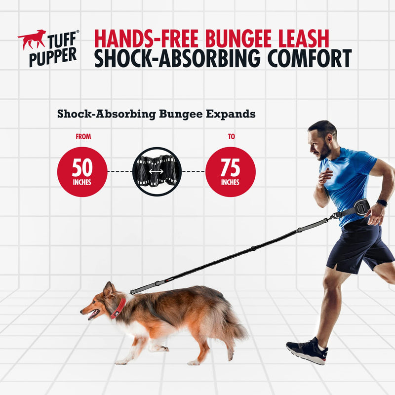 Tuff Pupper Heavy Duty Hands Free Dog Leash | One Large Dog Up to 125 lbs | Comfortable Shock Absorbing Bungee | Reflective Padded Handles | Lumbar Waist Belt 26-38" | Walking Jogging Running Leash One - Large Dog (45-125 pounds) - BeesActive Australia