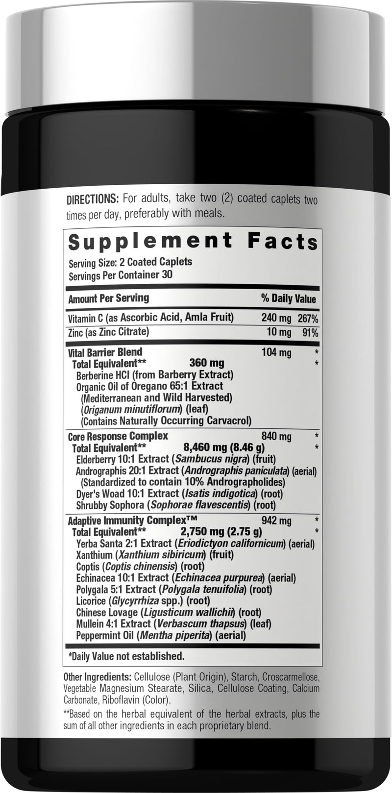 Horbäach Immune Support Supplement | 60 Coated Caplets | with Vitamin C, Zinc & Elderberry | Triple Action | Adaptive Immunity Matrix | Vegan, Non-GMO, Gluten Free