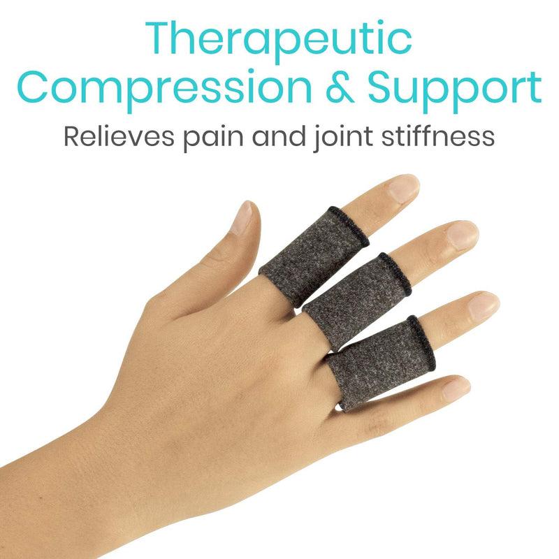 Vive Finger Sleeves (30 Pack) - Compression Cushion for Arthritis, Swelling, Joint Pain Relief - Thumb & Index Guard Wraps Basketball, Golf, Crochet, Writing, & More - Support Protectors for Sports Gray