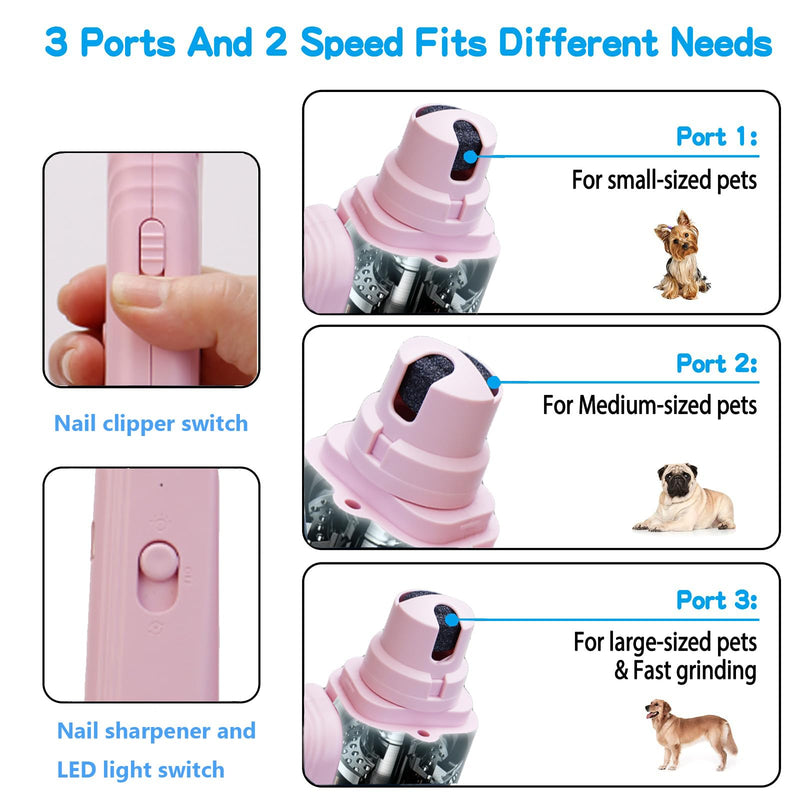 Cat nail grinders & clipper, dog grinder clippers trimmers, for dogs electric best indoor cats painless claw care nails with guard light, quiet grooming led pet cutter, small rechargeable (White)