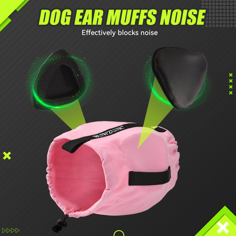 Dog Ear Muffs Noise Protection,Noise Cancelling Ear Wraps for Dogs,Washable Sound Absorbing Inserts Pink Small