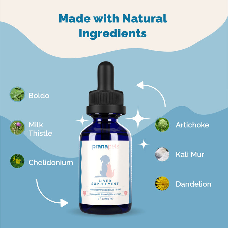 PranaPets Liver Supplement for Pets Naturally Aids in Healthy Liver Function for Dogs & Cats | Herbal Formula Helps Relieve Abdominal Pain, Indigestion & Inflammation of Liver & Gallbladder - PawsPlanet Australia