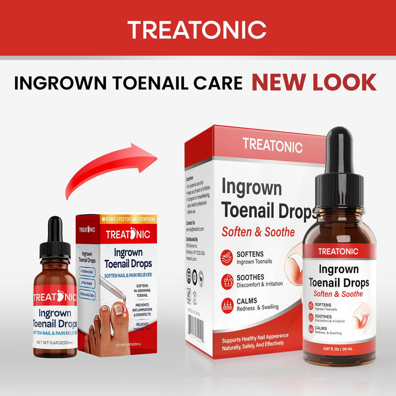 Treatonic Ingrown Toenail Treatment - Ingrown Toenail Pain Reliever and Softener Kit for Easy Trimming with Silicone Gel Toe Caps Ingrown Toenail Drops - BeesActive Australia
