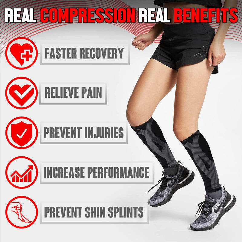 BLITZU 3 Pairs Calf Compression Sleeves for Women and Men Size L-XL, One Nude, One Black, One White Calf Sleeve, Leg Compression Sleeve for Calf Pain and Shin Splints. Footless Compression Socks. - BeesActive Australia