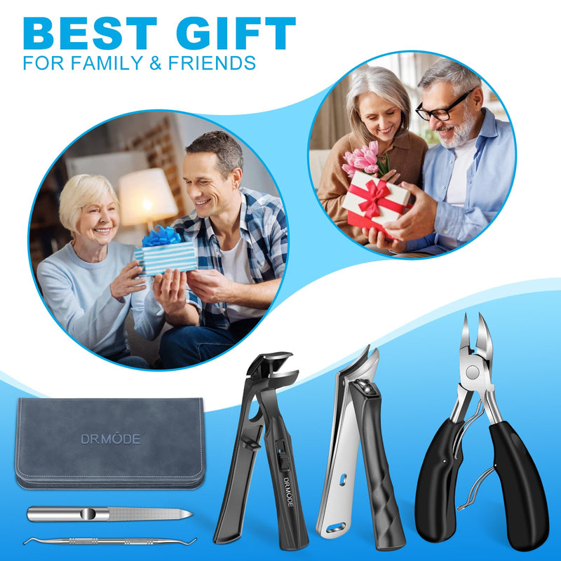 2026 Toenail Clippers for Thick Toenails for Seniors, Angled Head Large Toe Nail Clippers Set for Men, Heavy Duty Ingrown Toenail Clippers with Long Handle, Ultra Sharp Slanted Nail Cutter Wide Jaw 5PCS Toenail Clippers - BeesActive Australia