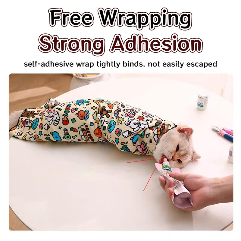 MANON ROSA Cat Grooming Wrap – Self-Adherent Anti-Scratch Swaddle Restraint Bag for Stress-Free Nail Clipping, Medication, Multifunctional Care - Purrito Papoose Pet Tools (XL (Within 22lbs)) XL (within 22lbs) - BeesActive Australia