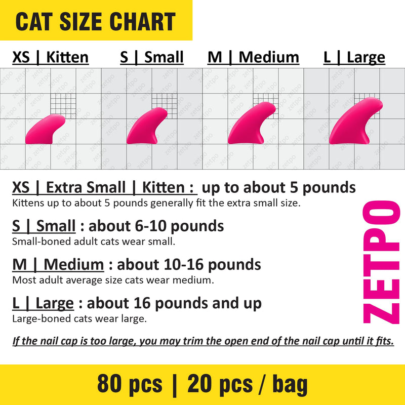 zetpo 80 pcs Cat Nail Caps | Cat Claw Covers | with Adhesives and Applicators (Red, Medium) Red - BeesActive Australia