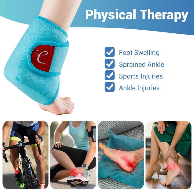 Comfytemp Ankle Ice Pack Wrap Brace for Swelling, Foot Pain Relief, 2 Gel Packs for Injuries Reusable, Hot Cold Compress Therapy for Plantar Fasciitis Relief, Heel Spur, Achilles Tendonitis, Swelling Ankle Ice Pack Wrap (1 Wrap + 2 Gel Ice Packs)