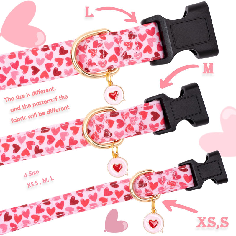 Faygarsle Valentine's Day Dog Collar Cute Loving Heart Printed Collar for Dogs for Small Medium Large Dogs Pink Cotton Collar for Girl and Boy Dogs L Pink Loveing - BeesActive Australia