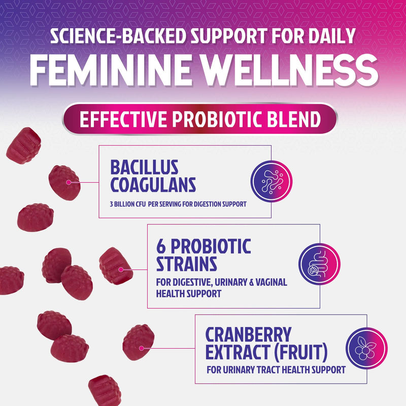 Probiotics for Women Gummies with Cranberry - 6 Premium Strains for PH Balance - Women Probiotics for Digestive Health, Vaginal & Immune Support, Women's Probiotic Feminine Health Gummy - 120 Gummies 120 Count (Pack of 1)