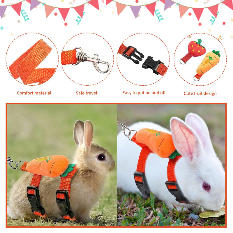 4 Sets Adjustable Bunny Rabbit Harness and Leash Set Small Pet Cute Vest Harness Leash Ferret Harness Guinea Pig Harness Ferret Leash with Decorations for Bunny Kitten Puppy, Small Pets - BeesActive Australia