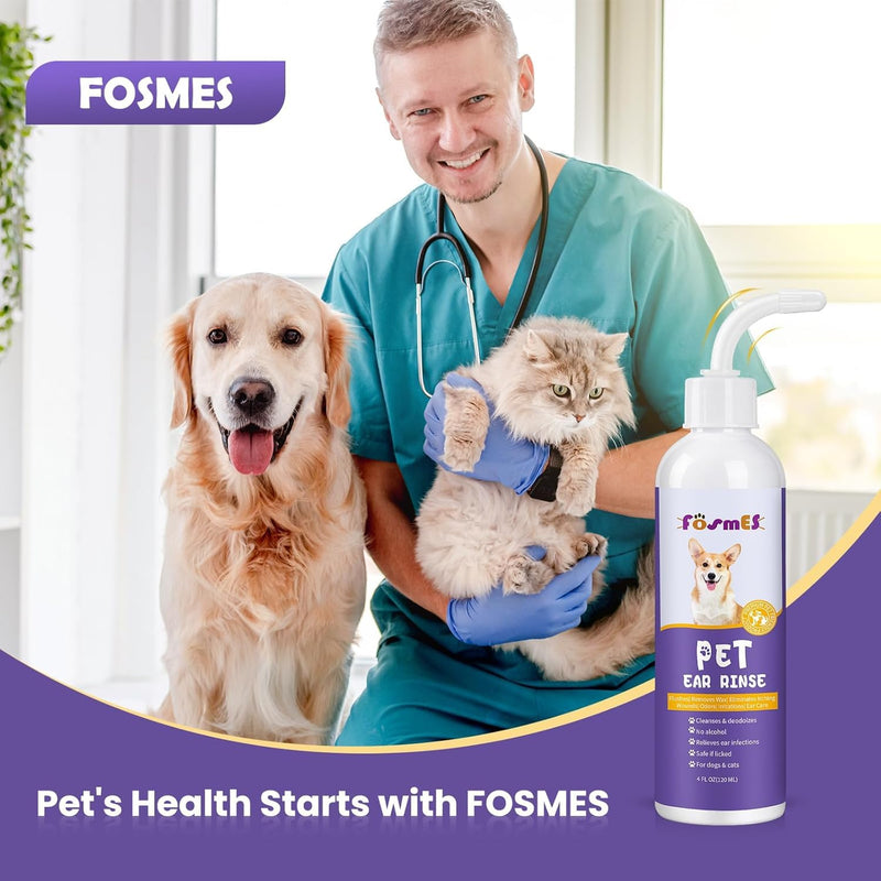 Dog Ear Cleaner, Soft Tube Ear Drops for Dogs, Relieves Ear Infections and Itching, Removes Earwax and Dirt, Suitable for Dogs and Cats, 120ml