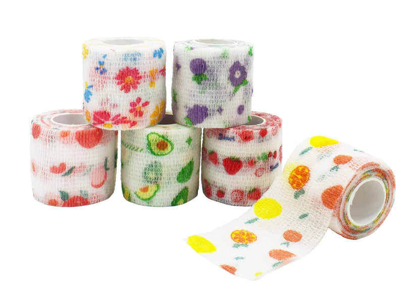Vet Tape wrap, wrap Bandage 2 inch 6 Rolls,Adhesive wrap Bandage for The Person or The Pets (cat,Dogs,Horse and Other Animal) who was injure or Have Wounds (Fruits 6pcs) Vukayo001 - BeesActive Australia