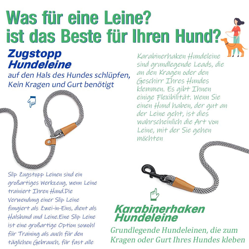 lynxking tow leash for dogs, dog leash, retriever leash, leash for small medium large dogs (grey, pull stop-0.9cm x 180cm) grey - BeesActive Australia