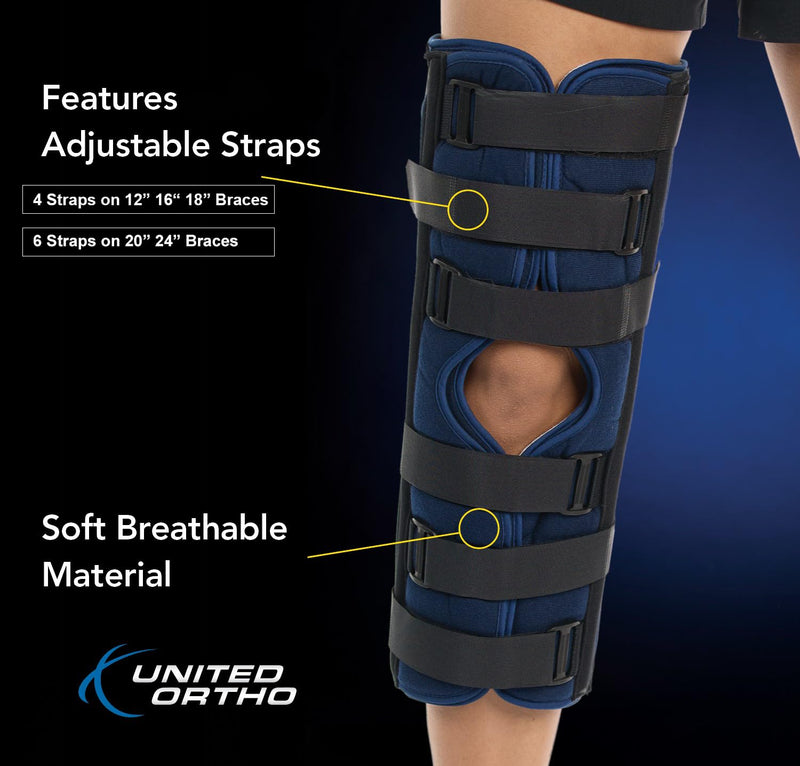 United Ortho 61016 3-Panel Knee Immobilizer, 16" Size Navy 16"