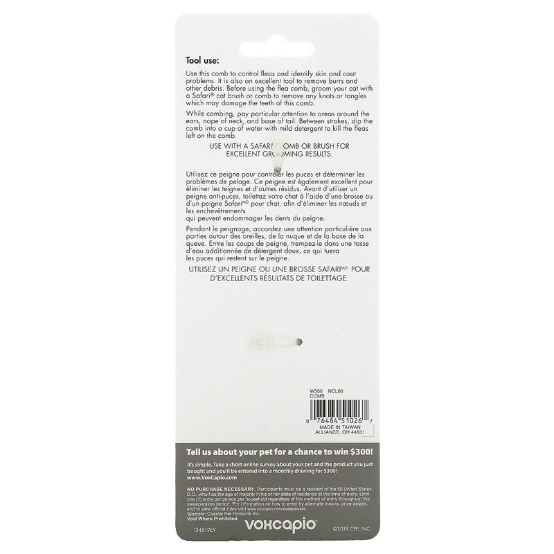 Coastal Pet Safari Cat Flea Comb - Tick & Flea Comb for Cats - Avoid Dry Skin - One Size - BeesActive Australia