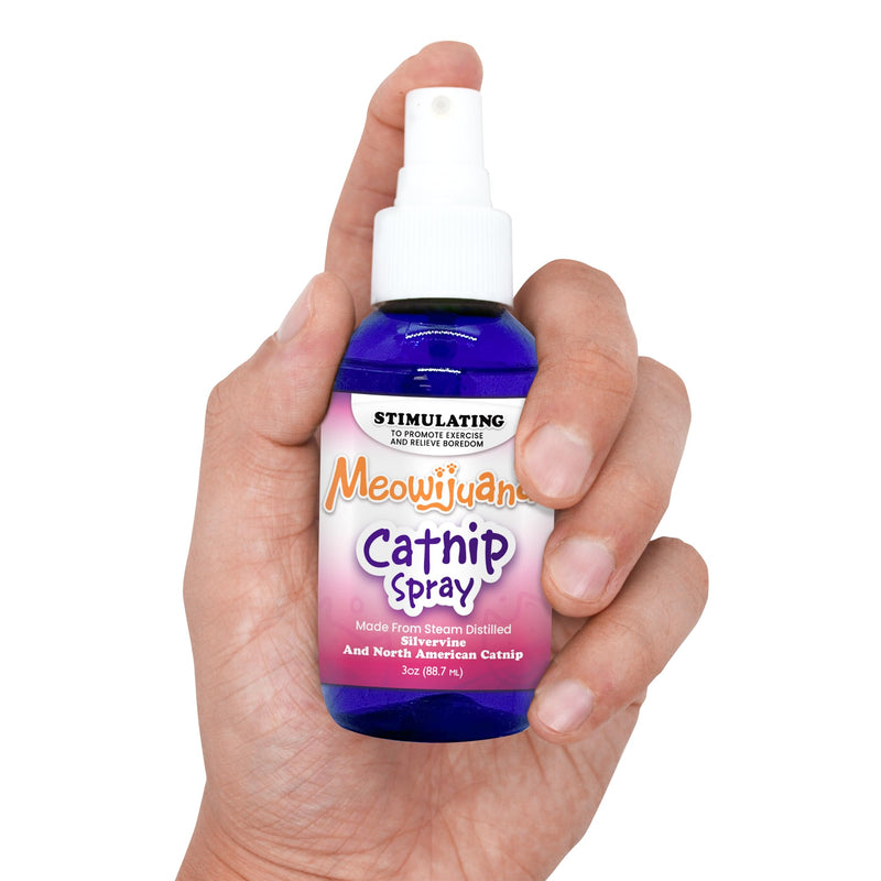 Meowijuana Catnip & Silvervine Spray - 3 oz | High Potency Formula | Natural Formula for Pet Owners & Multi-Cat Households | Enhance Playtime & Relaxation | Perfect for New Cat Owners Catnip Spray with Silvervine