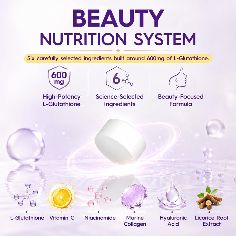 Glutathione Supplement | Advanced Antioxidant Formula | Vitamin C, Niacinamide, Licorice Extract, Collagen & Hyaluronic Acid | 360 Tablets 180 Count (Pack of 2)
