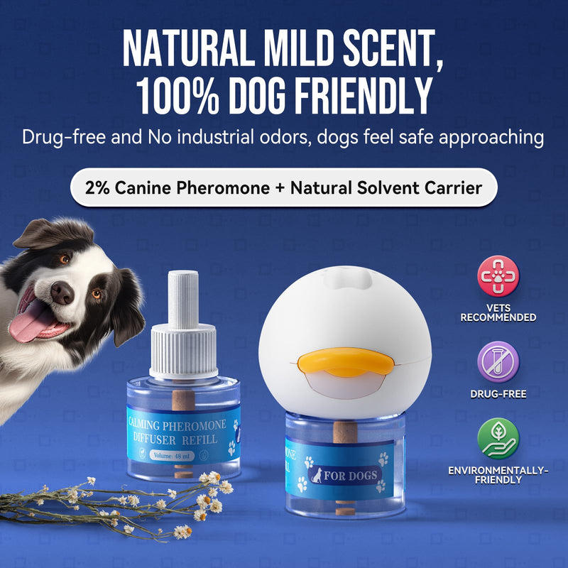 Dog Calming Pheromone Diffuser Kit for Dogs/Puppies Anxiety Relief Stress Reduction, 48ml x 2 and1 Plug-in Diffuser Reduces Destructive Behavior, Pee Accidents, Separation Anxiety, Barking