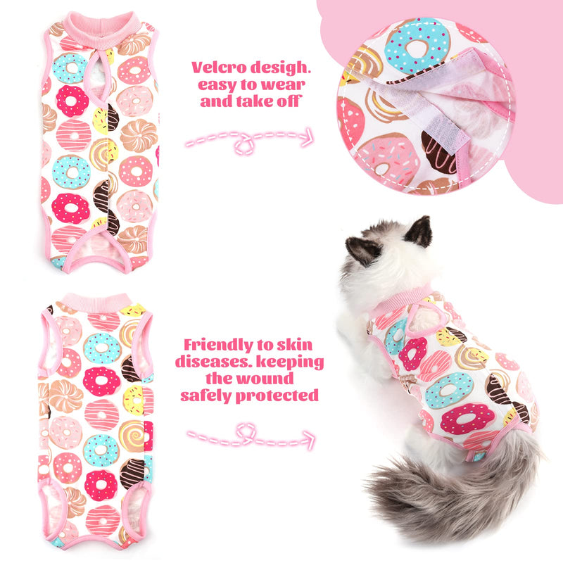 TIESOME Cat Surgical Recovery Suit, Collar Alternative for Cats Dogs Post Surgery Wear Pajama Suit Home Indoor Pets Clothes Donut (M) M - BeesActive Australia