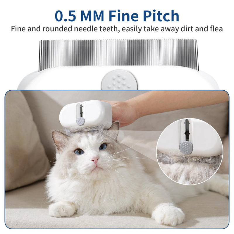 Cat Hair Shedding Brush Slicker Kitten Grooming Undercoat Dematting Comb with Massage Glove, 3 in 1 Effective Dandruff Removal Kit for Short Long Fur Pet Indoor, Outdoor, Travel Use, White - BeesActive Australia