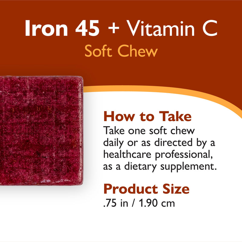 Celebrate Vitamins Iron Supplement with Vitamin C - 45mg Iron, 60mg Vitamin C, Bariatric Vitamins for WLS Patients, Vertical Sleeve & Gastric Bypass Surgery - Cherry, 90 Soft Chews Cherry Burst 90 Count (Pack of 1)